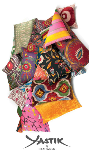 *Yastik* <br>
Stunning ikat-style designer cushions by Rifat Özbek